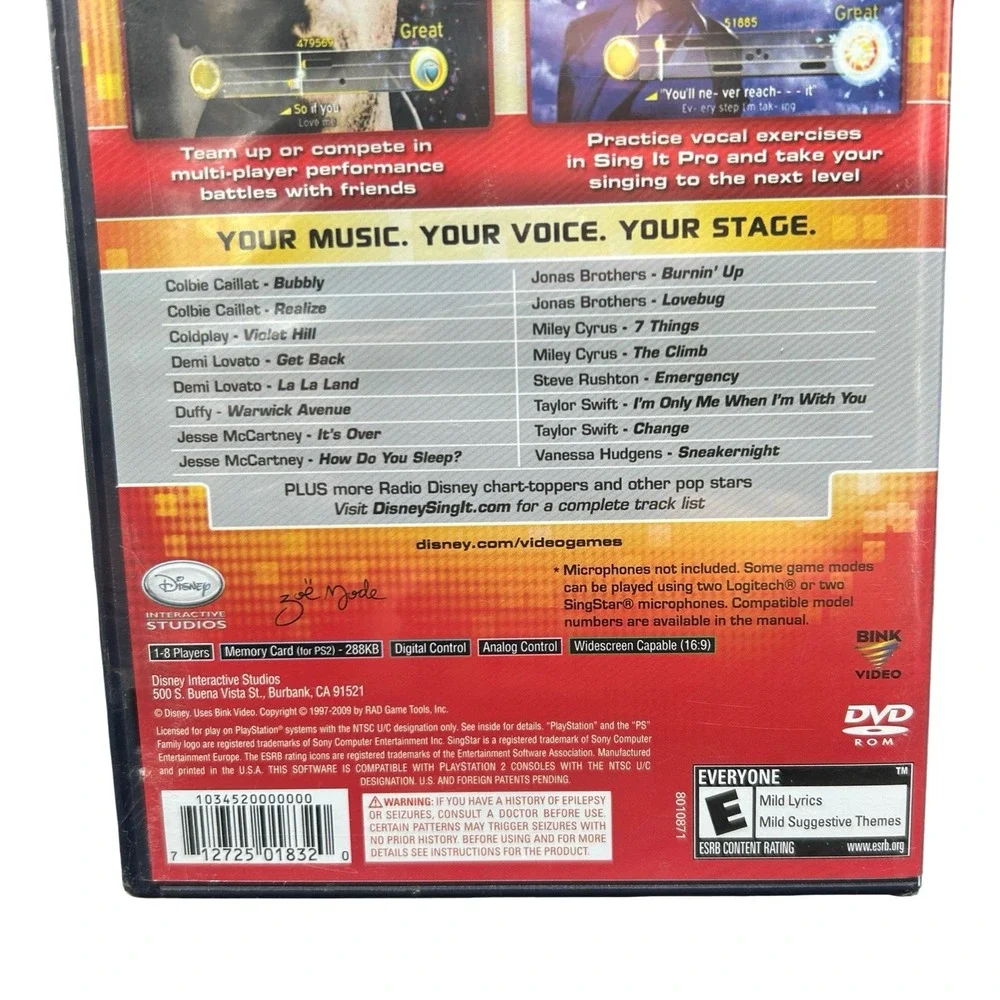 Disney Sing It Pop Hits Sony PlayStation 2 PS2 2009 New Sealed Taylor Swift